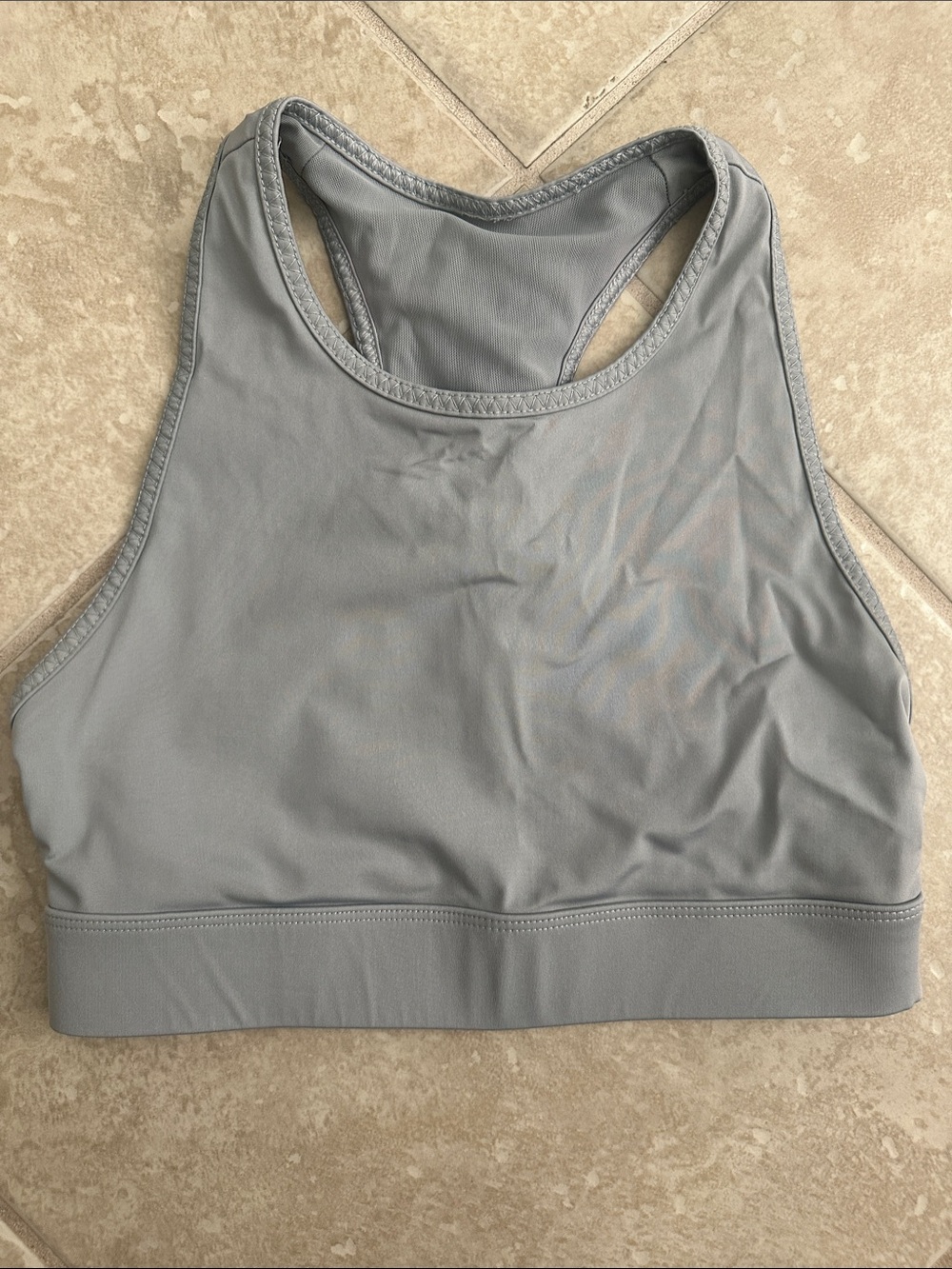 FABLETICS Women's High-Neck Racerback Sports Bra - Light Gray
